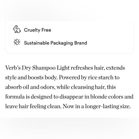 $12❤️🔥 LAST 1! VERB Dry Shampoo for Light Tones 🪞 NEW Style Extender - Picture 4 of 6